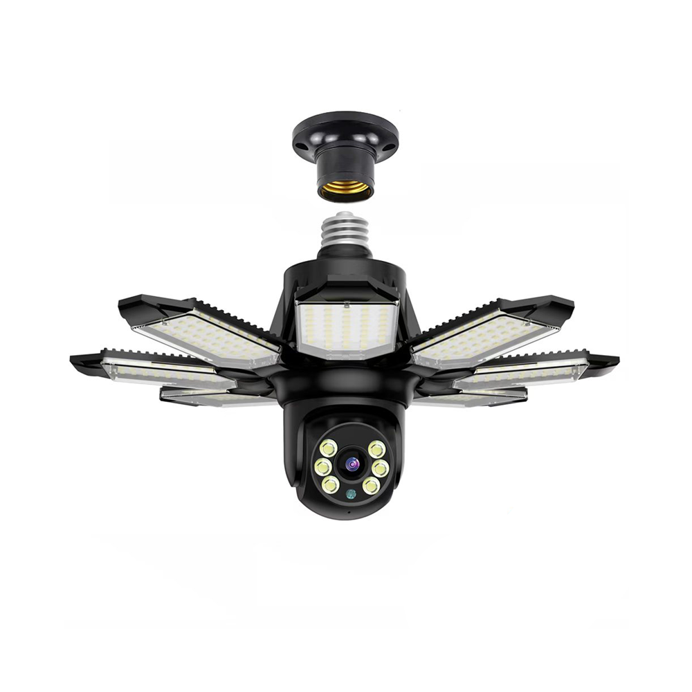 N39-W  E27 lamp head garage light camera, two-way voice, infrared night vision and white light color night vision, motion detection alarm video, APP message push, for garage, corridor, store car inventory light network camera