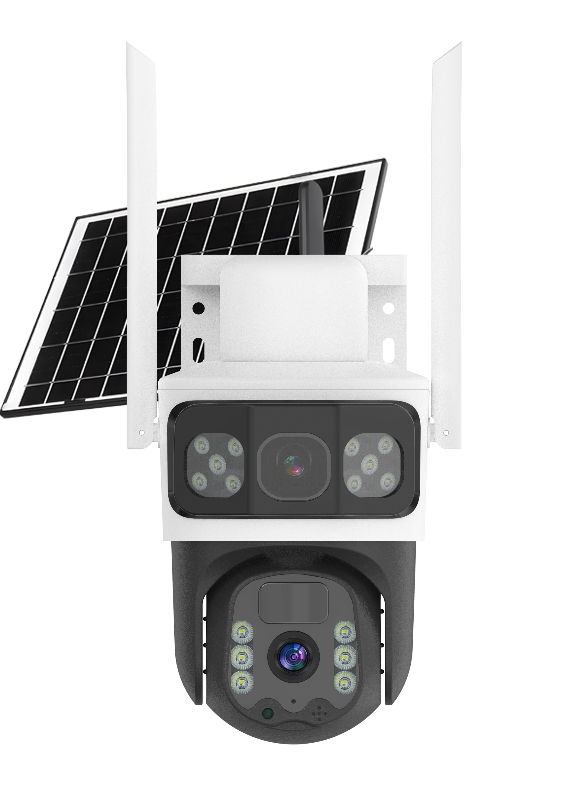 WPS005-W 2.5 inch dome dual light support TF card and cloud storage support wifi and AP hotspot two-way audio, alarm push 8W solar panel waterproof IP66 with bracket. Can be used indoor and outdoor.